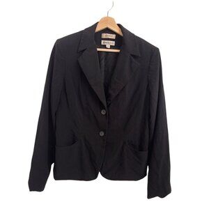 Jones&co Blazer Size 10 Womens Black Long Sleeve Single Breasted Collar Pockets